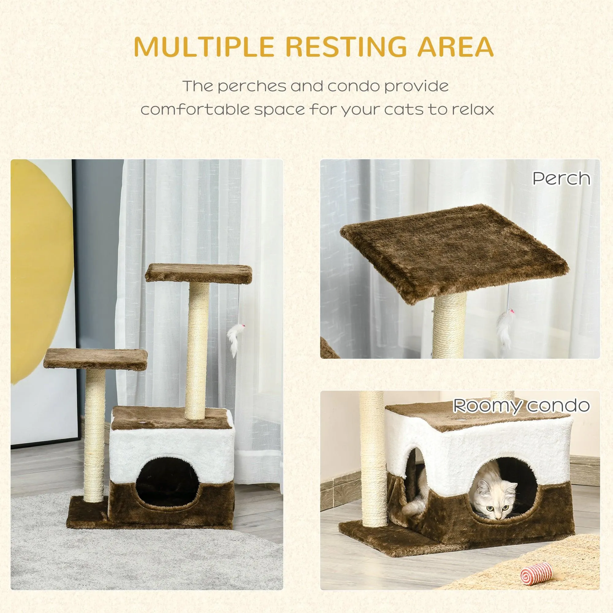 Cat Scratching Post with Condo - Brown