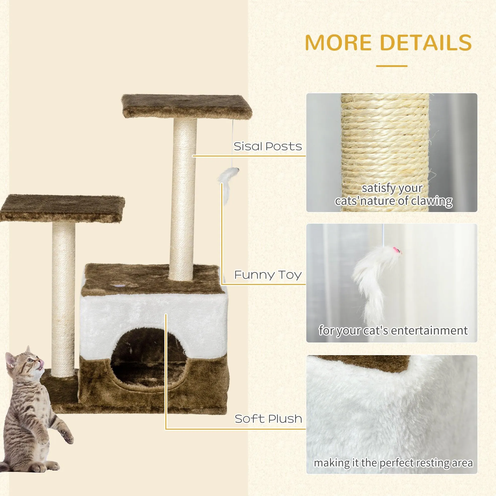 Cat Scratching Post with Condo - Brown