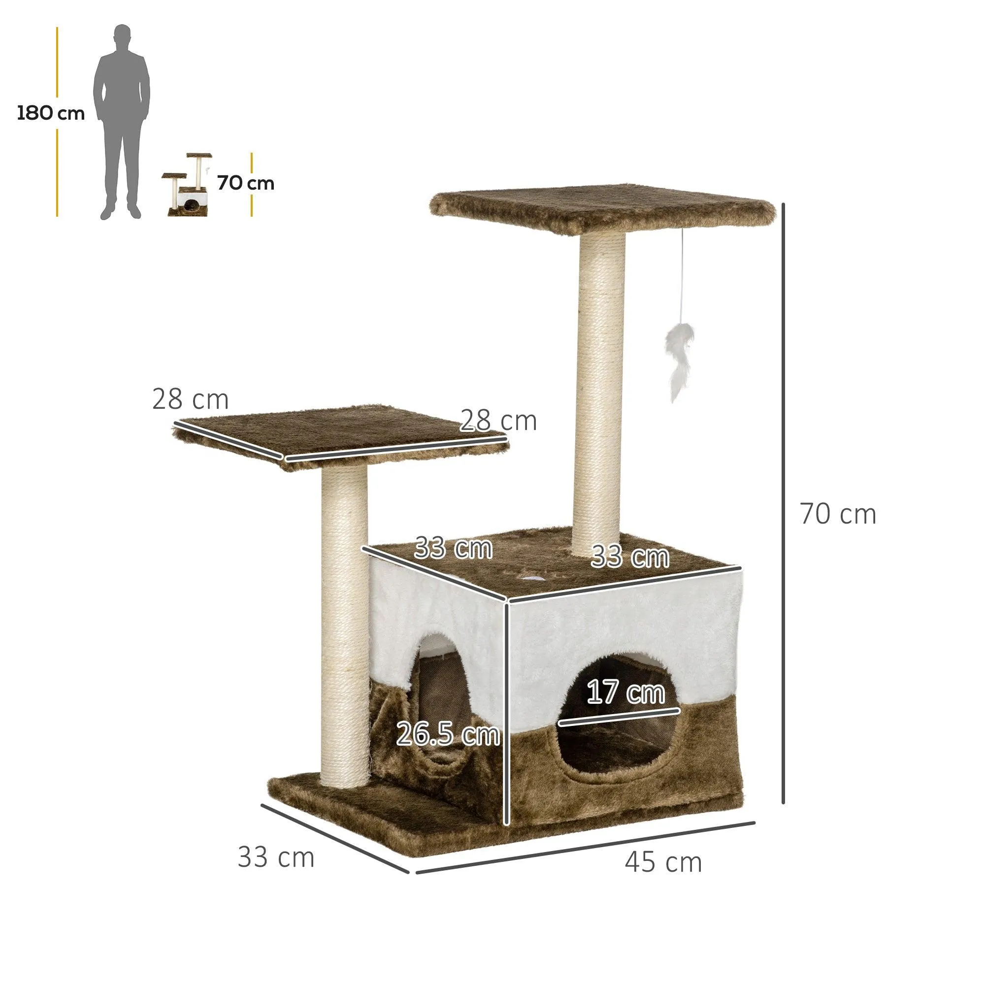 Cat Scratching Post with Condo - Brown