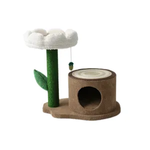 CATIO Camelia Flower with Log Cat House Cat Scratching Tree