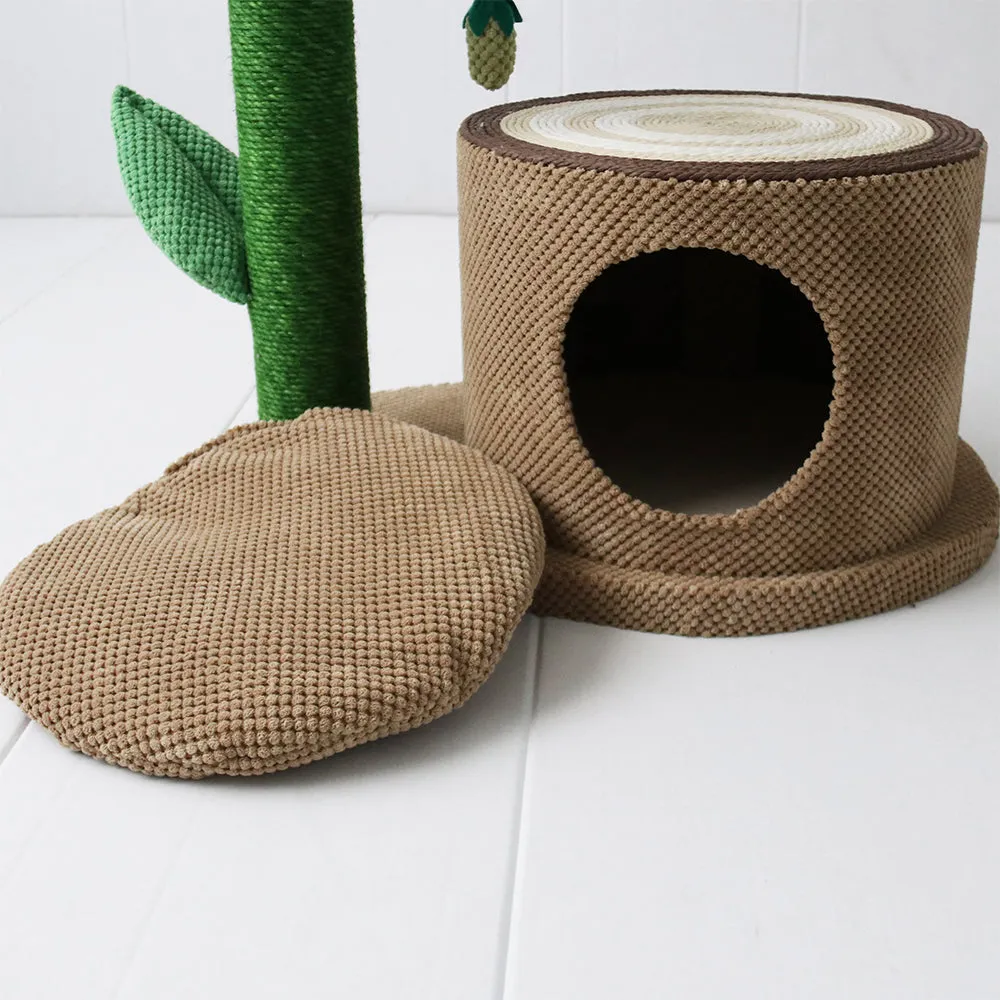 CATIO Camelia Flower with Log Cat House Cat Scratching Tree