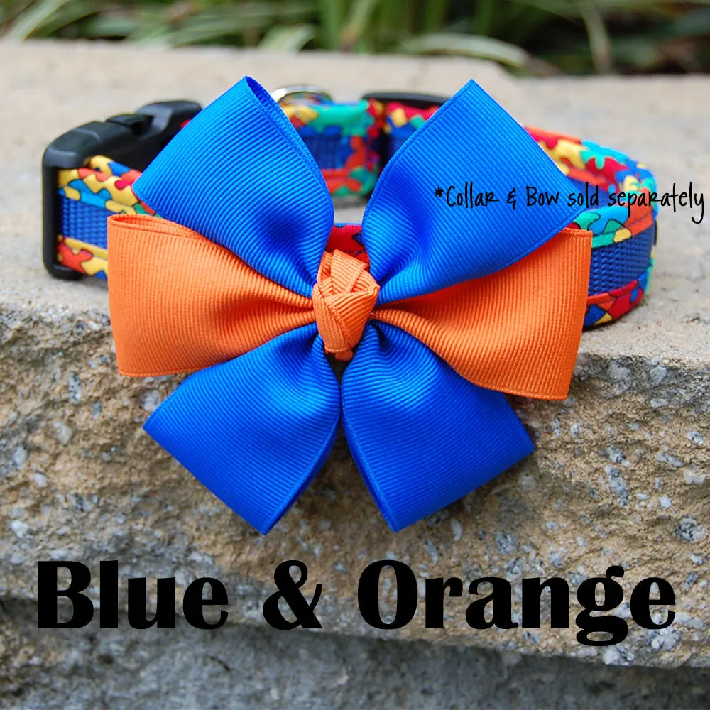 Dog Bow - Blue & Orange