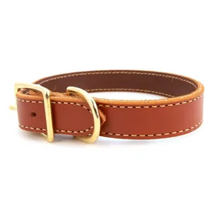 Lake Country Stitched Leather Dog Collar - Tan