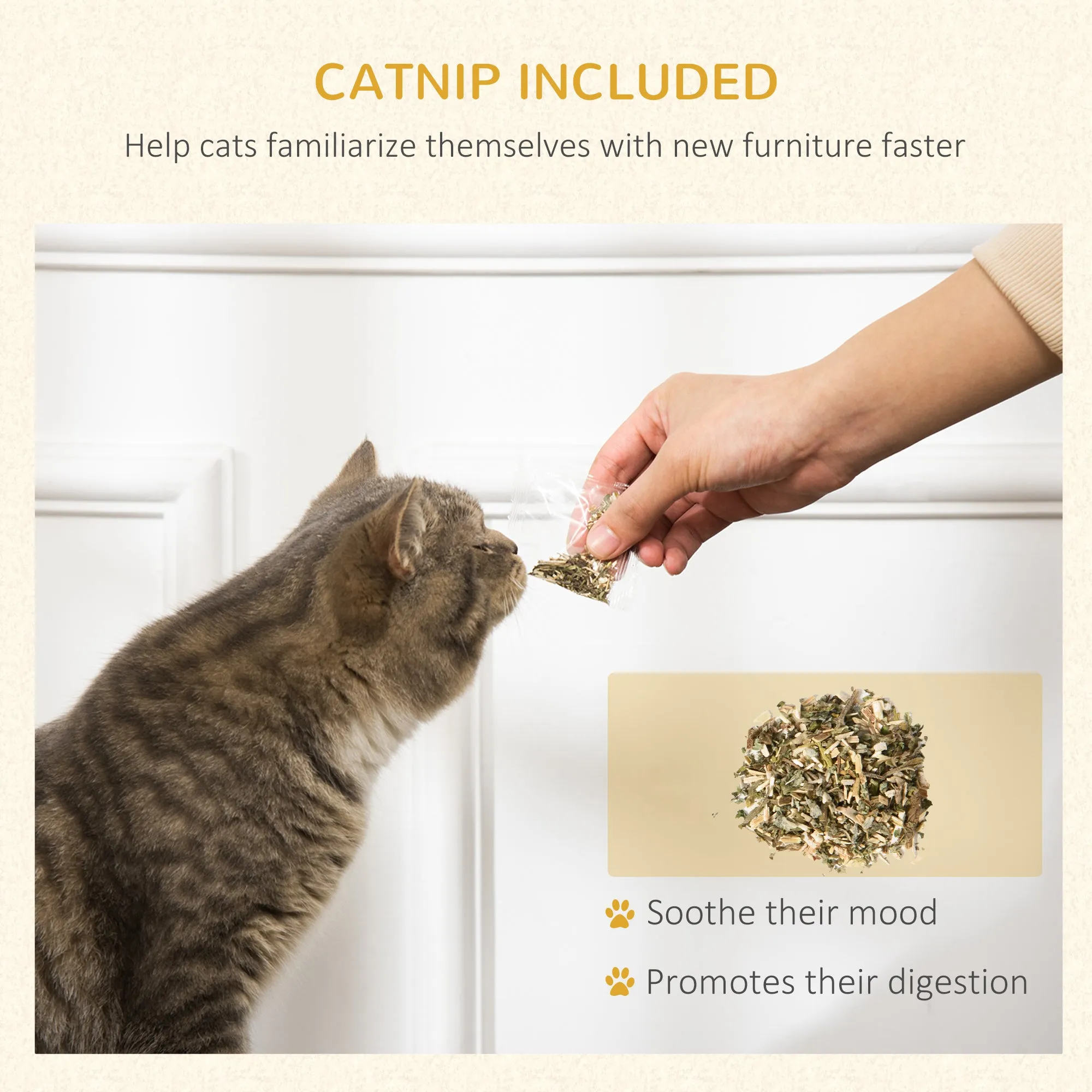 PawHut Cat Scratching Board with Catnip, Toy Ball, 38 x 21.5 x 39cm - Brown