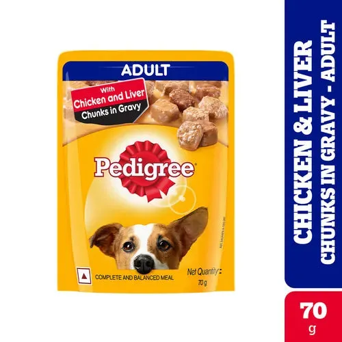 Pedigree Chicken and Liver Chunks in Gravy Adult Dog Wet Food (70g)