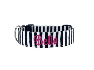 Personalized Dog Collar | Black & White Stripe Dog Collar | Duke & Fox®