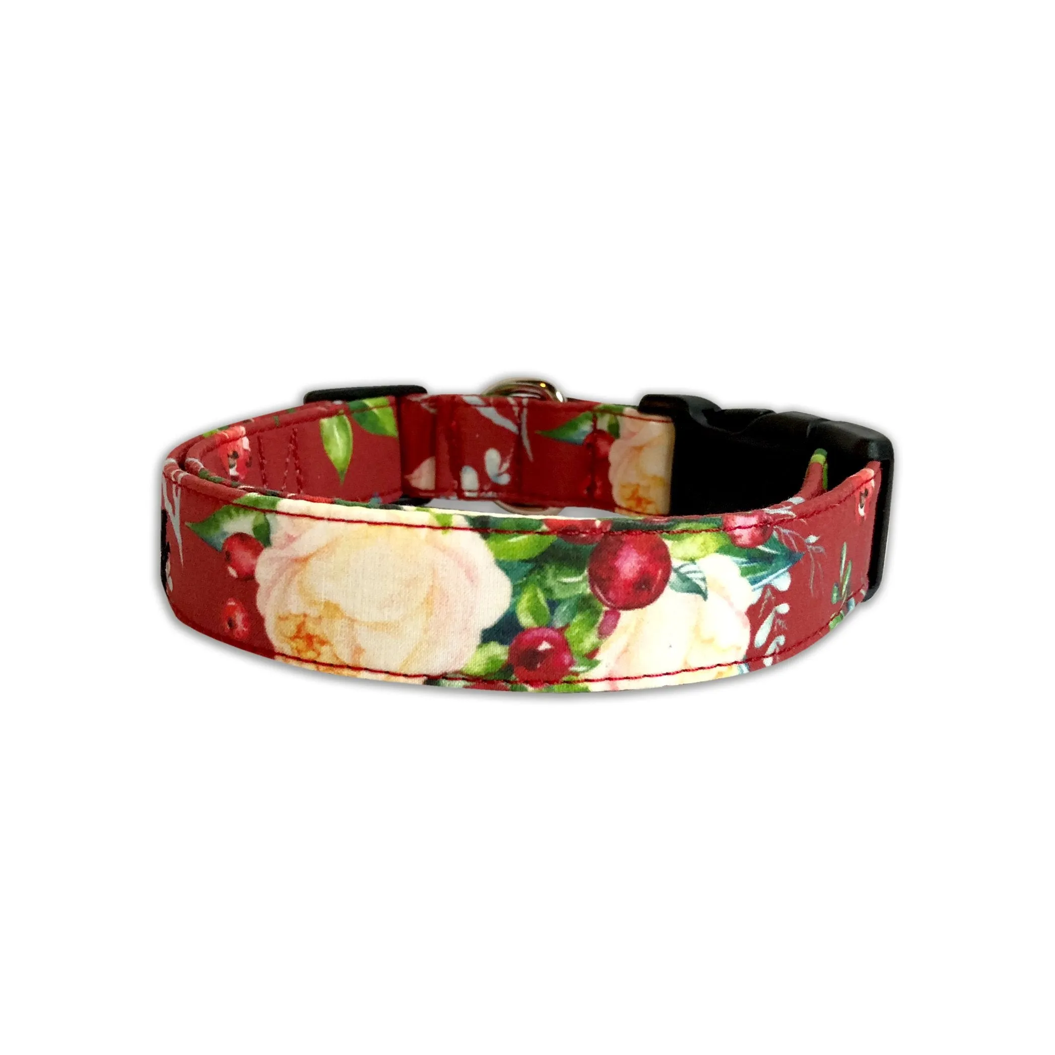 Personalized Dog Collar | Cranberry Christmas Floral Collar | Duke & Fox®