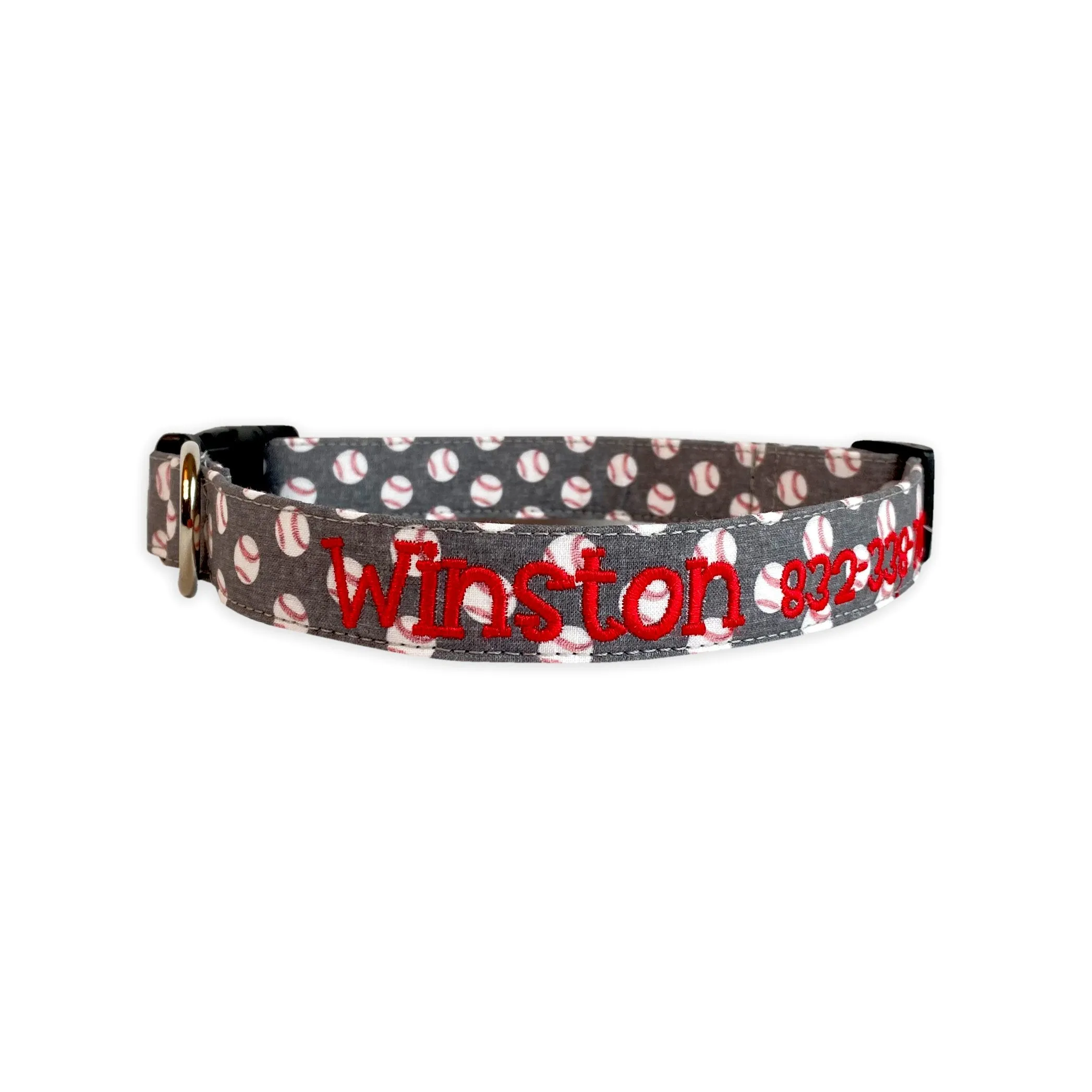 Personalized Dog Collar | Gray Baseball Dog Collar | Duke & Fox®