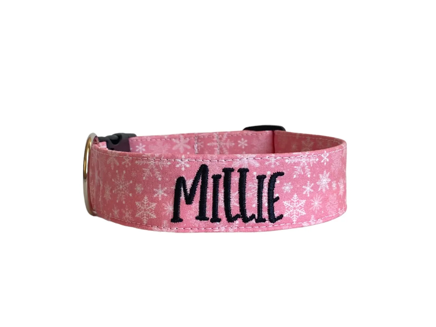 Personalized Dog Collar | Pink Snowflake Dog Collar | Duke & Fox®