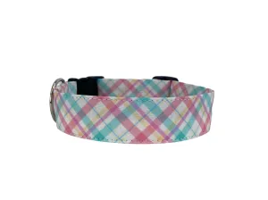 Personalized Dog Collars | Pastel Plaid Embroidered Dog Collar