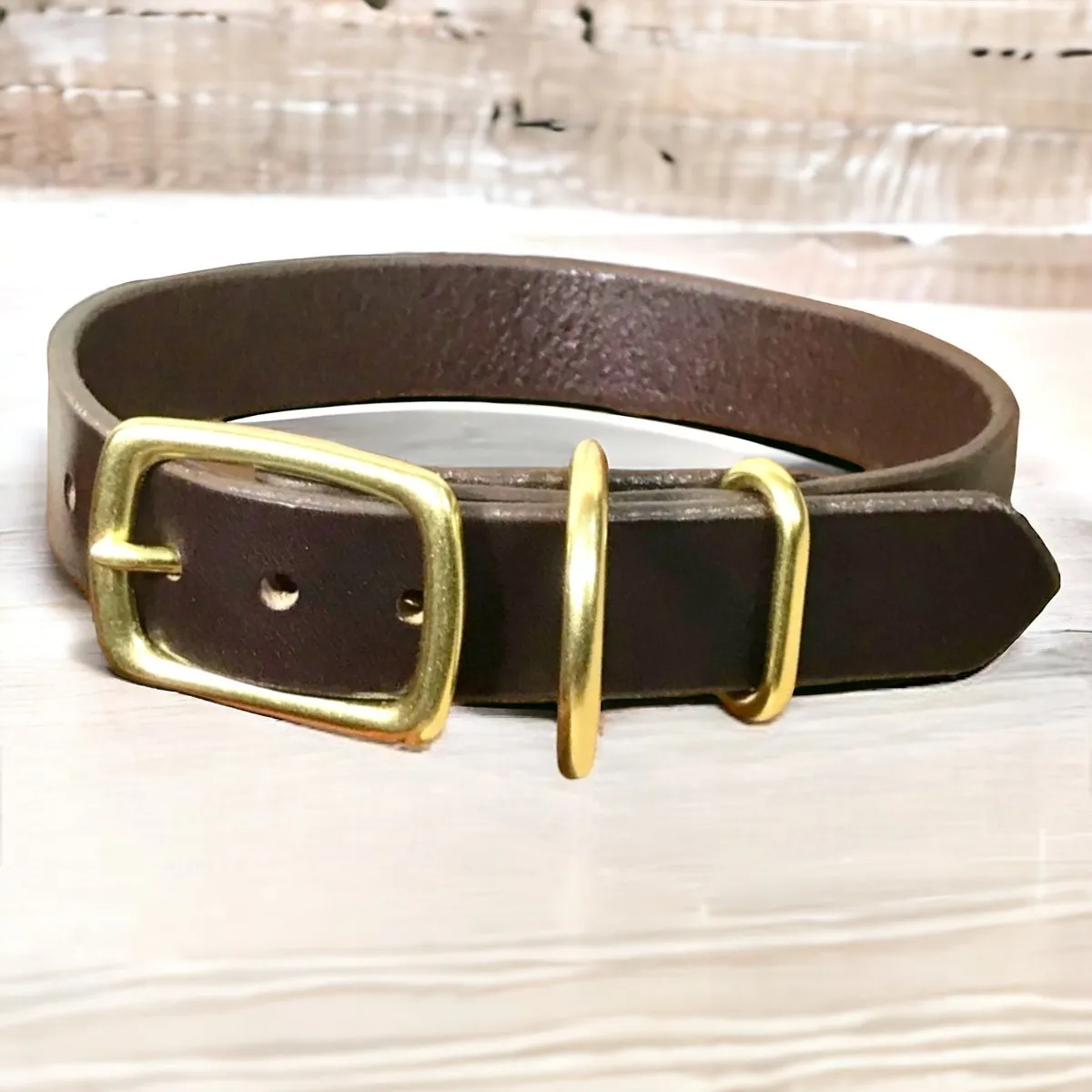 Personalized Leather Dog Collar with Nameplate 1 Inch Wide
