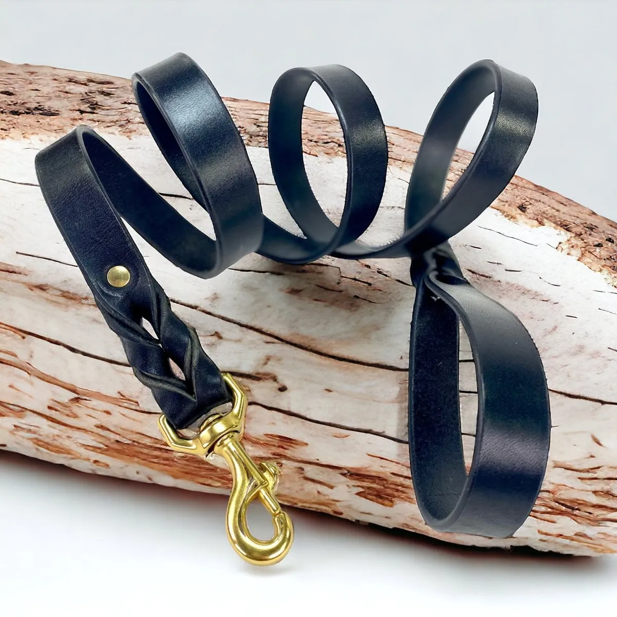 Personalized Leather Dog Collar with Nameplate 1 Inch Wide