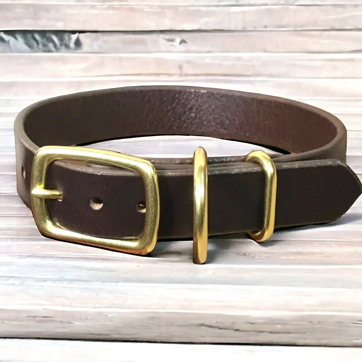 Personalized Leather Dog Collar with Nameplate 1 Inch Wide