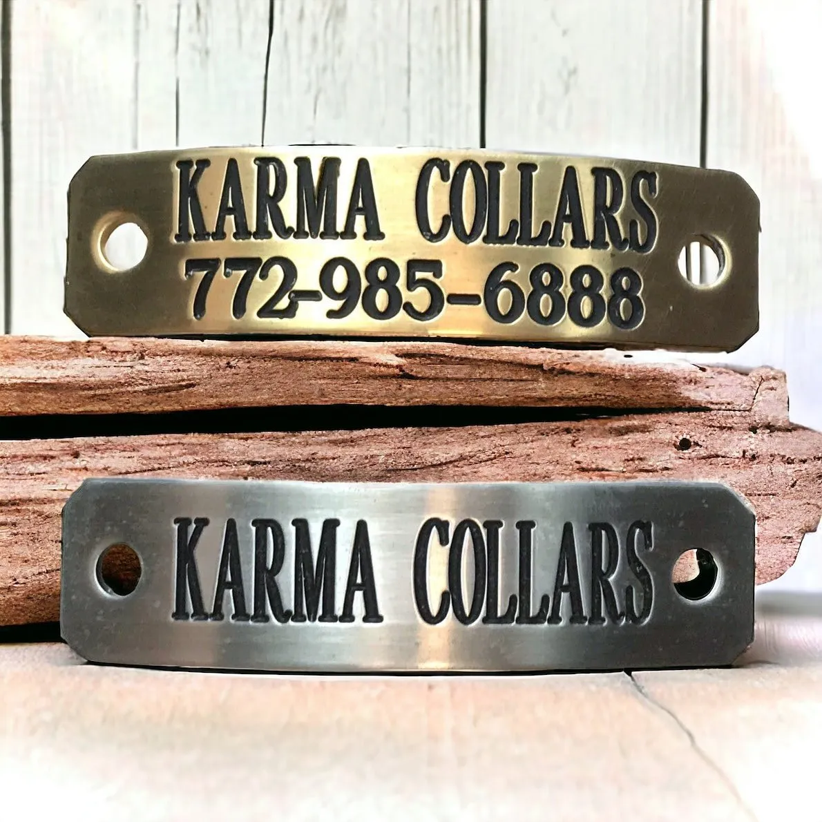 Personalized Leather Dog Collar with Nameplate 1 Inch Wide