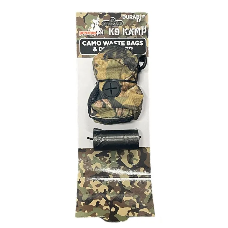 Pets Camo Waste Bags & Dispenser - 6cm x 10cm