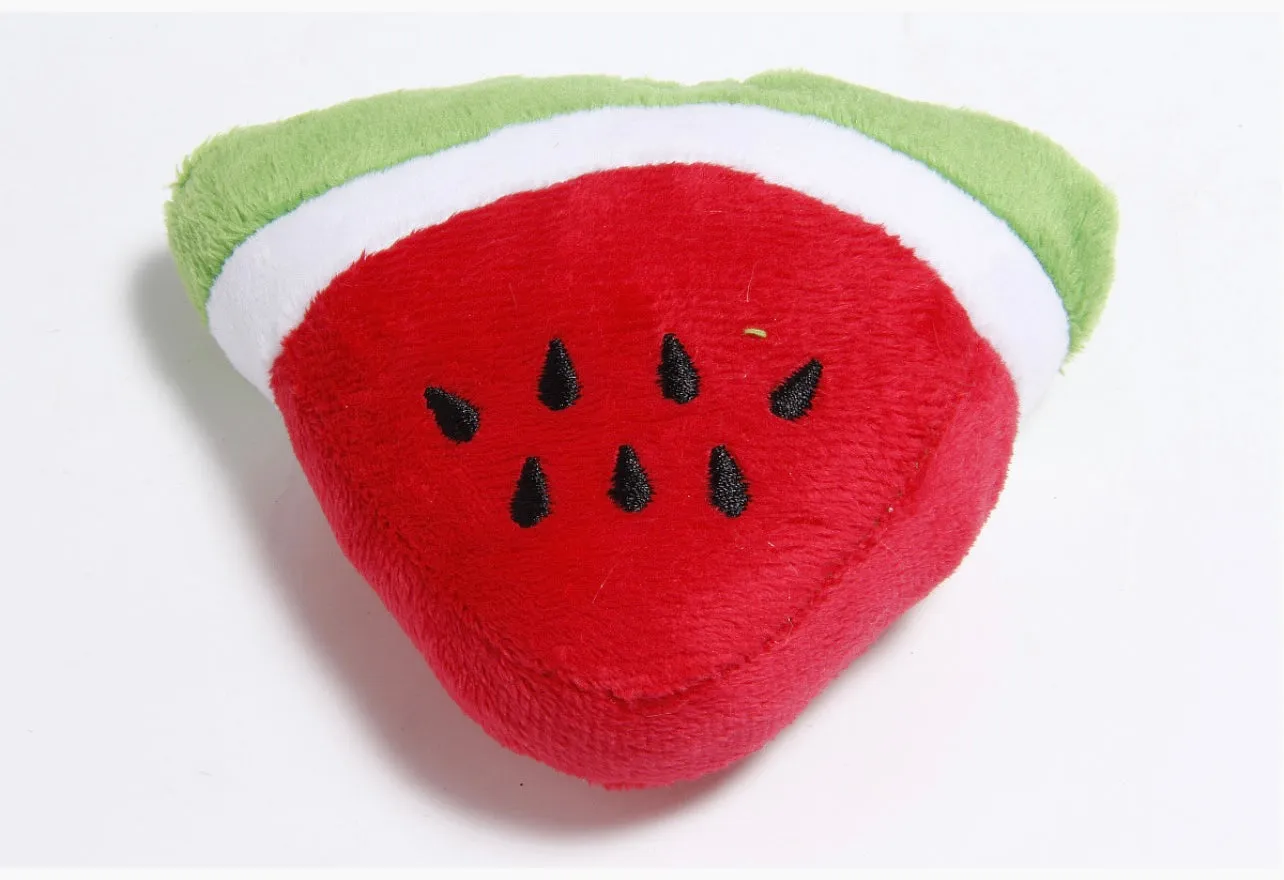 Squeaky Plush Dog Toys, Teeth Grinding & Training - Watermelon