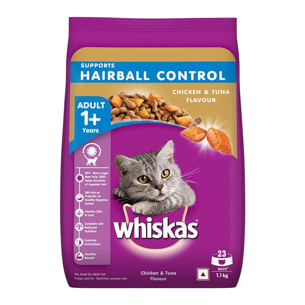 Whiskas Hairball Control Chicken & Tuna Adult (1  Years) Cat Dry Food