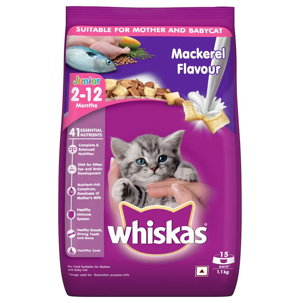 Whiskas Mackerel Flavour Dry Food for Mother and Baby Cat (Buy 1 Get 1) (Limited Shelf Life)