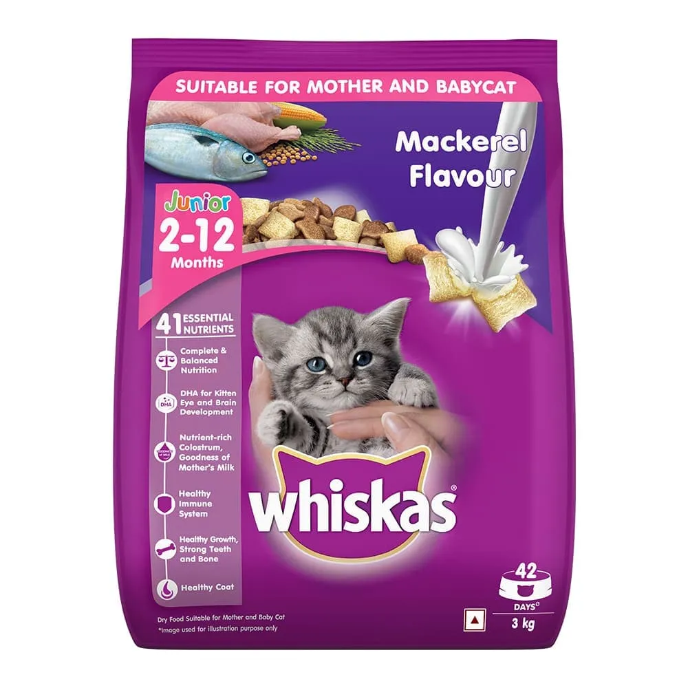 Whiskas Mackerel Flavour Dry Food for Mother and Baby Cat (Buy 1 Get 1) (Limited Shelf Life)