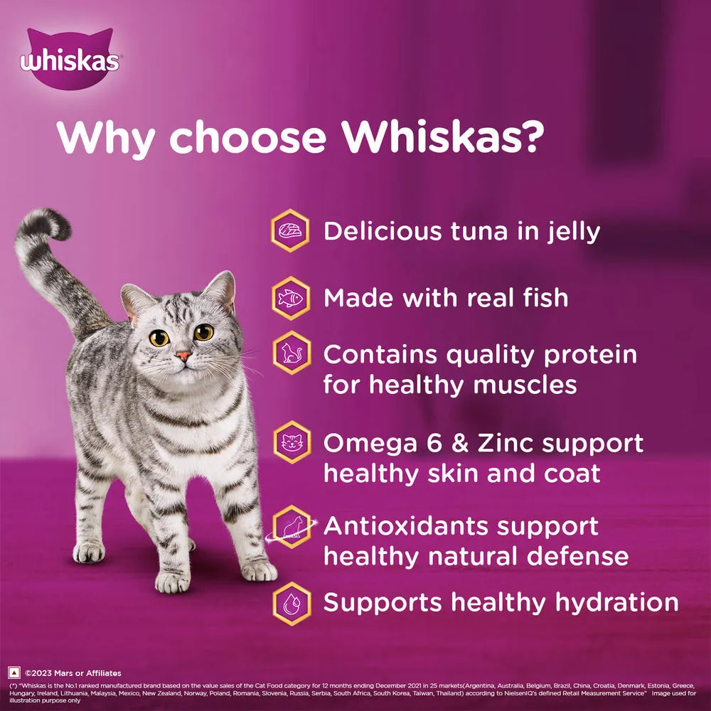 Whiskas Tuna in Jelly Meal and Chicken With Salmon Wakame Seaweed in Gravy Tasty Mix Adult Cat Wet Food Combo