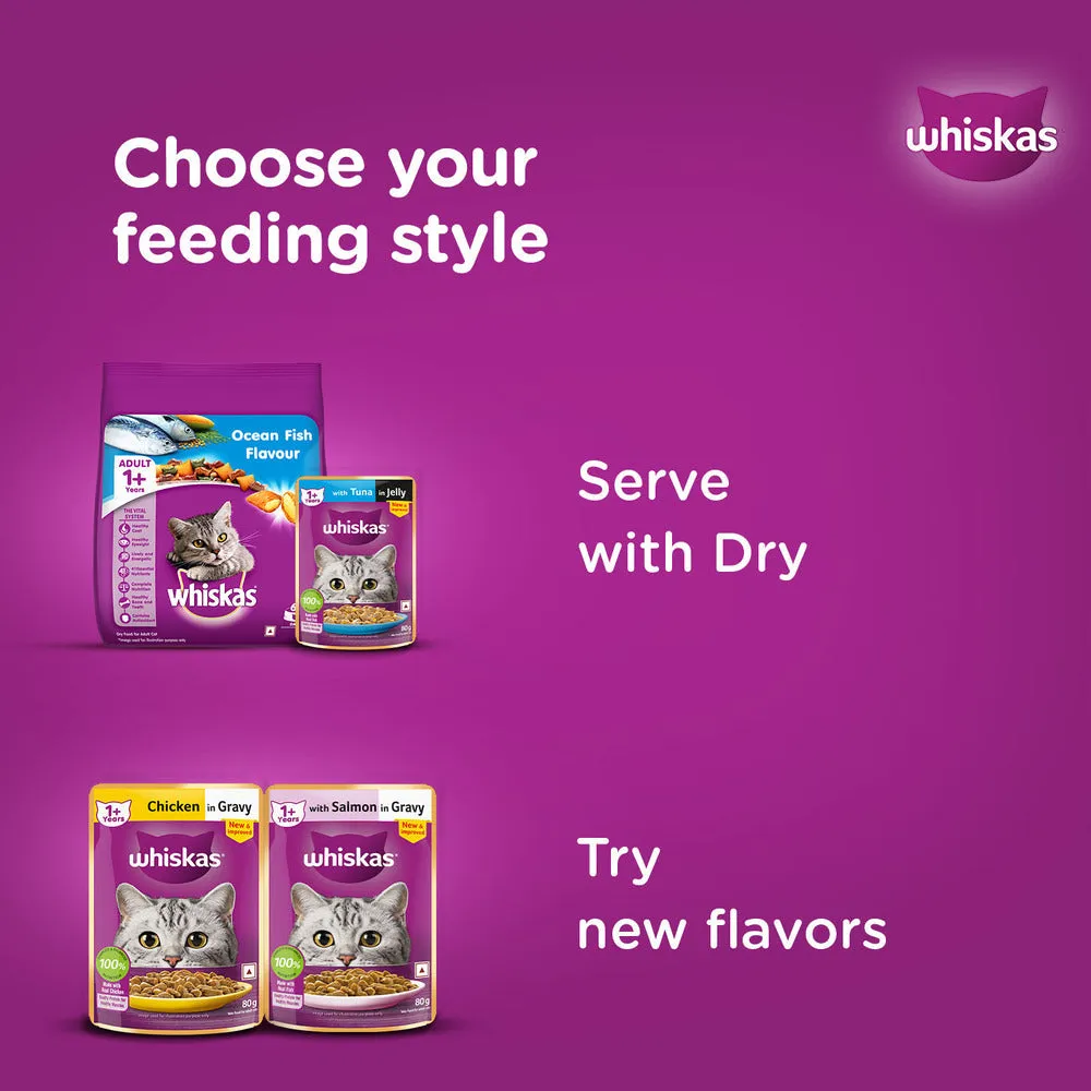 Whiskas Tuna in Jelly Meal and Chicken With Salmon Wakame Seaweed in Gravy Tasty Mix Adult Cat Wet Food Combo